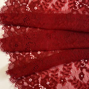 Deep Red Floral Stretch Lace  – Dark Red Stretch Lace by the Yard| Floral  Lace | Lace for DIY Bra Sewing Projects | 22cm/9inch