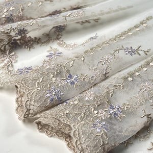 Wisteria Cascade Embroidered Tulle Lace | Embroidery Lace | Lace for Sewing |  Non Stretch | 8 inch 20 cm