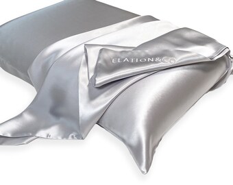 STEEL SILVER - pure 100%  silk pillowcase | machine washable silk | anti-aging silk | both sides pure silk | certified silk pillowcase |