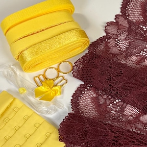 DIY Lingerie Kit – Stretch Lace Bralette & Panties Sewing Kit | S–XXL | Make Your Own Underwear Set | Lace,  Elastics and Hardware Kit