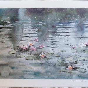 Nenúfares — Pintura original em aquarela