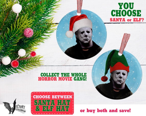 Michael Myers ORNAMENT Halloween Christmas Santa Hat Funny Etsy image 0 - Michael Myers ORNAMENT Halloween Christmas Santa Hat Funny Etsy