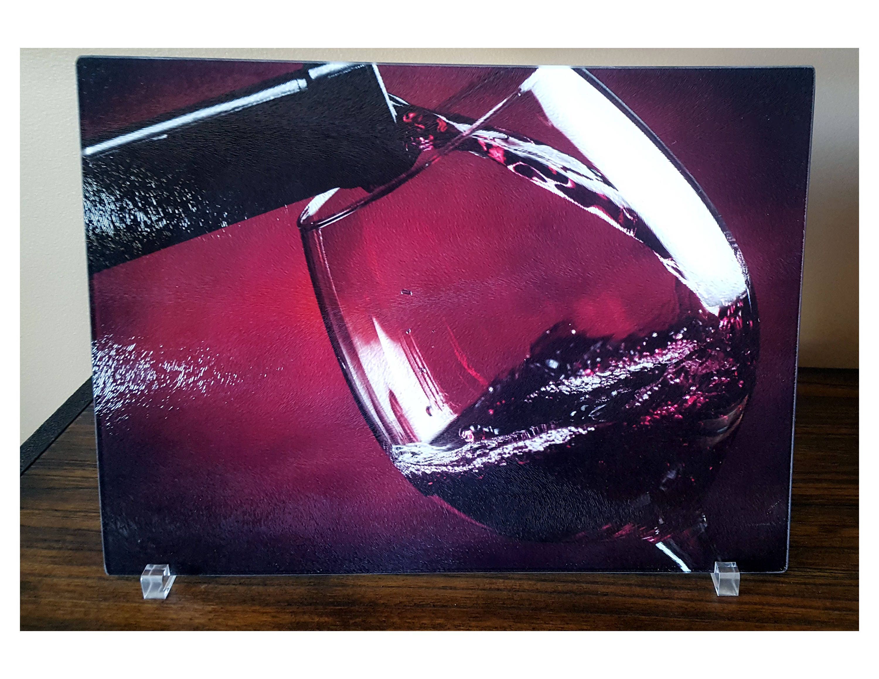 Glass cutting board Wine themed kitchen decor Red wine Etsy