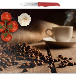 Counter Top Decor Coffee Bar Decor Kitchen Coffee Beans Glass Trivet Robin/'s Egg Blue Glass Cutting Board Housewarming Kitchen Gift