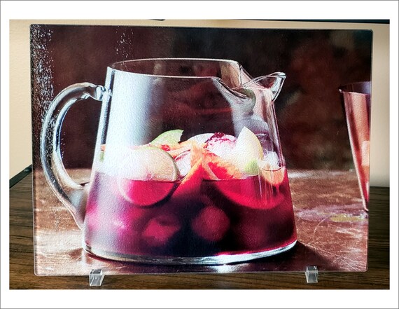 Glass Cutting Board Sangria Bar Top Decor Wine Theme Kitchen Etsy