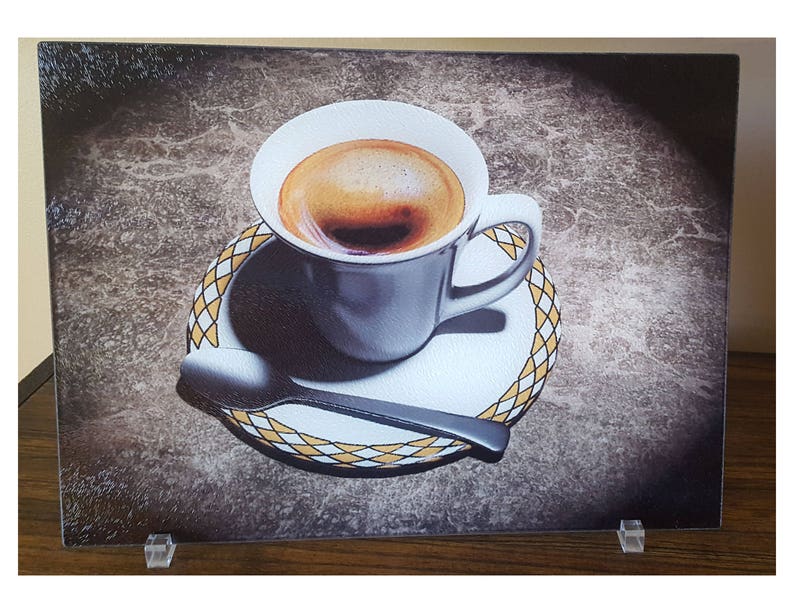 Glass Cutting Board Coffee Bar Decoration Kitchen Coffee Etsy