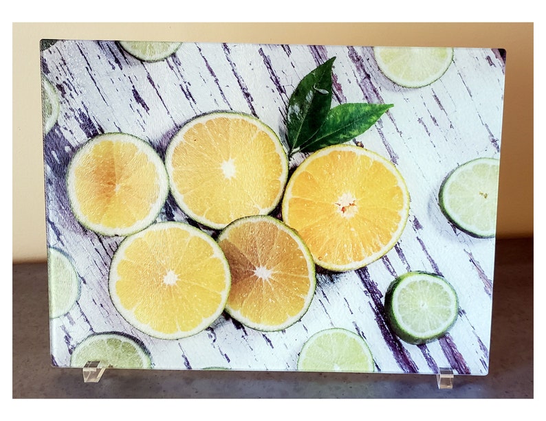 Glass Cutting Board Lemons and Limes Kitchen Decor Large Etsy