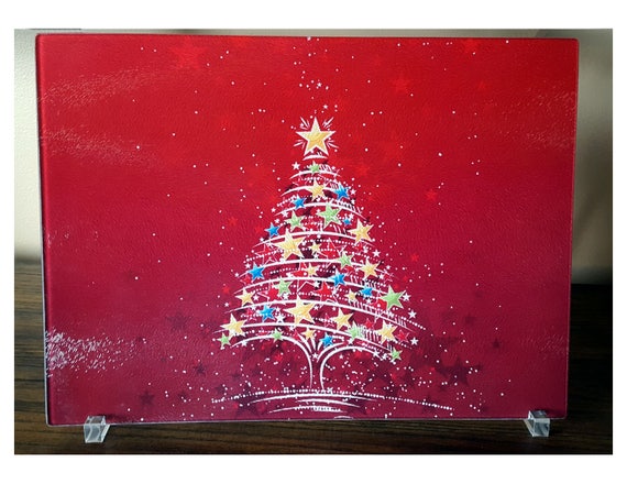 Glass Cutting Board Christmas Tree Glass Panel Christmas Etsy