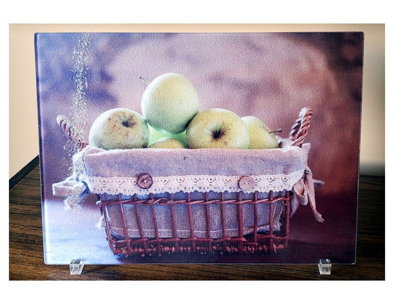 Glass Cutting Board Kitchen Fruit Decor Apple Kitchen Decor Etsy