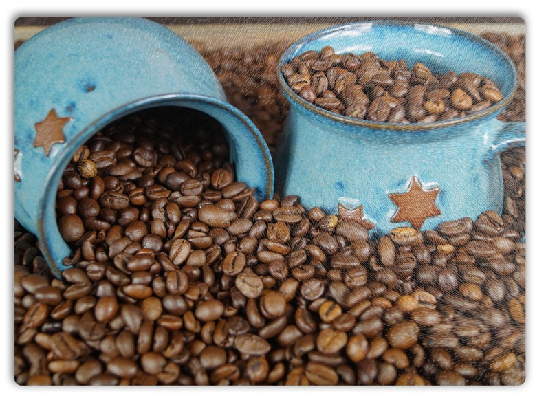 Counter Top Decor Coffee Bar Decor Kitchen Coffee Beans Glass Trivet Robin/'s Egg Blue Glass Cutting Board Housewarming Kitchen Gift