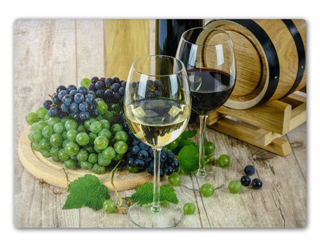 Glass Cutting Board Wine and Grapes Kitchen/bar Decor Etsy