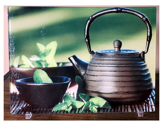Kitchen Tea Decoration Glass Cutting Board Coffee Bar Decor Etsy