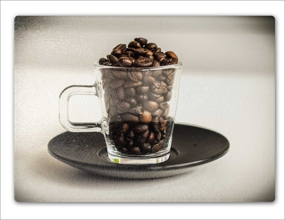 Coffee Beans Kitchen Decor Glass Cutting Board Coffee Bar Etsy