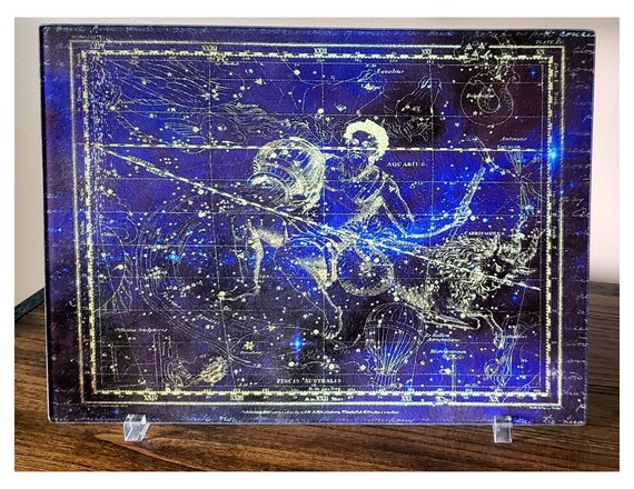 Zodiac Aquarius Glass Cutting Board Decorative Glass Panel Etsy