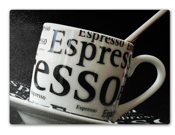 Glass Cutting Board Espresso Bar Decoration Kitchen Coffee Etsy
