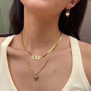 18k gold plated snake chain,love snake chain choker,gold love necklace, gold chain necklace,gold herringbone,love sign necklace,gift for her