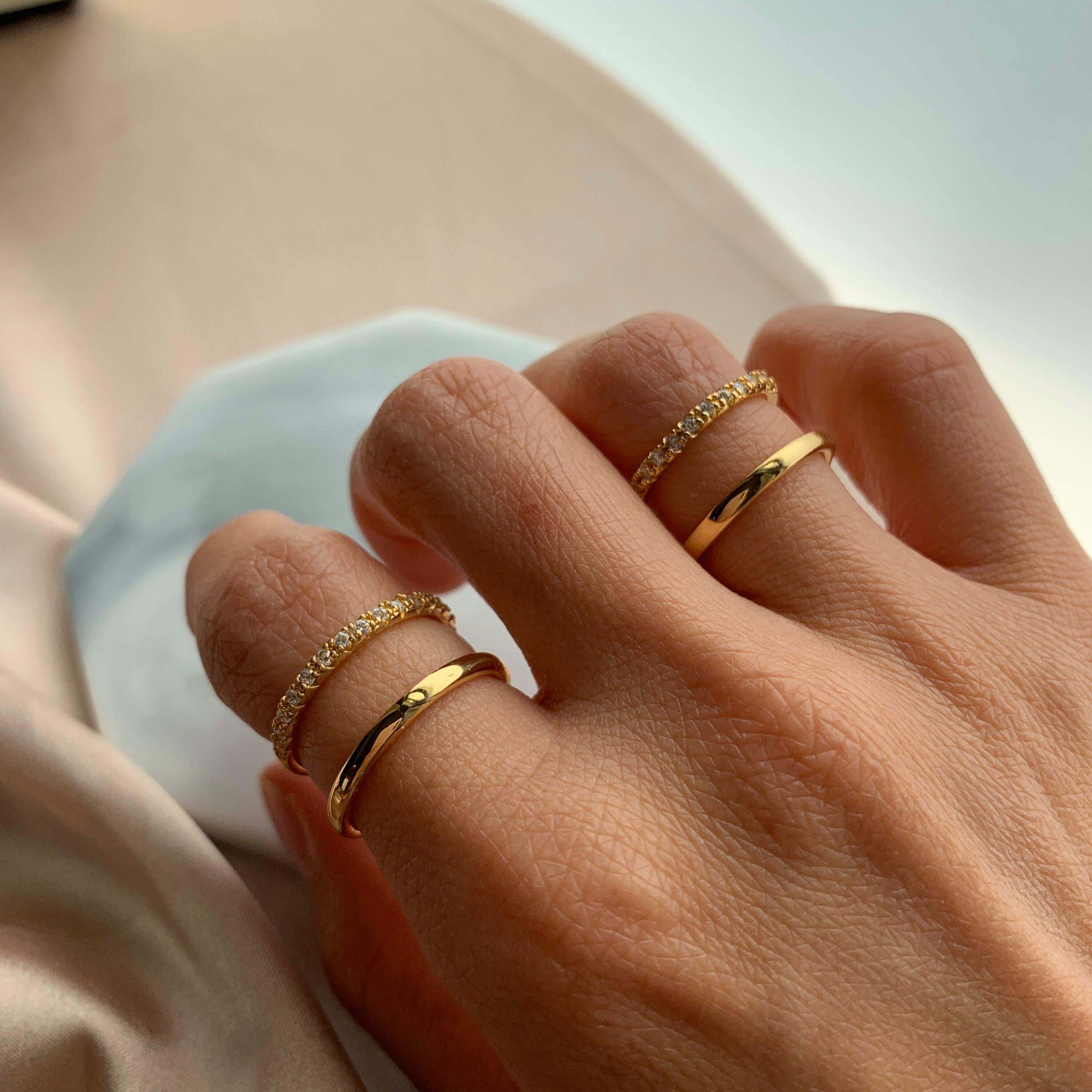 Adjustable double band ring statement ring dainty gold ring Etsy