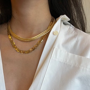 thick braid snake chain, thick gold snake chain ,gold layering snake chain choker, gold thick vintage choker chain, chunky braid herringbone