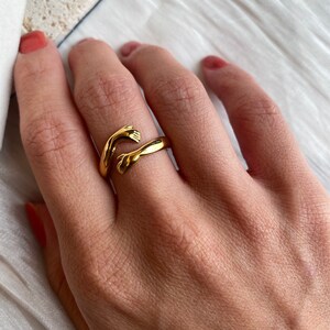 Adjustable open band ring, statement ring,cute gold ring, gold hug ring, friendship ring, gold couple ring,love ring,huggie hand ring