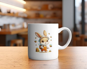 Mug lièvre apiculteur : tasse en céramique couleur miel Bunny Buzz Keeper pour les amateurs d'apiculture ! Mug en céramique, 11 oz