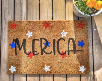 Patriotic 4th of July porch decor is some of my favorite home decor to shop for! Etsy is an especially great spot to find unique decor finds--and that includes patriotic porch decor. You can't go wrong with this 'Merica door mat. 