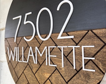 Personalized House Number Sign – Modern Outdoor Address Plaque | Custom Wood Address Sign with Acrylic Numbers | Housewarming Gift