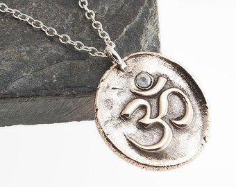 Ohm Charm Pendant Handmade Necklace,  Silver Bronze Minimalist Jewelry, Gift Jewelry, Meaning Jewelry, Everyday charm, Minimalist Jewelry
