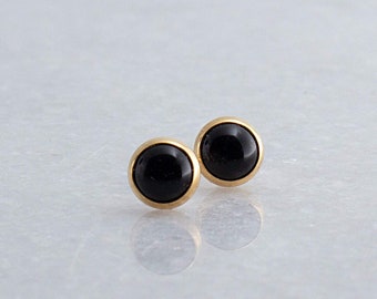 black onyx gold earrings