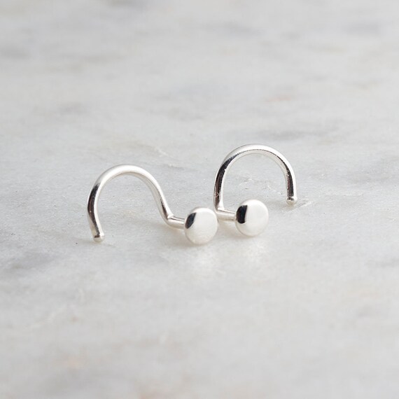 Twist Screw 20ga Silver Stud Ring Nose jewelry Shiny Silver Nose Piercing Nostril Hoop Piercing 20 gauge Nose Ring Shiny 3mm disc