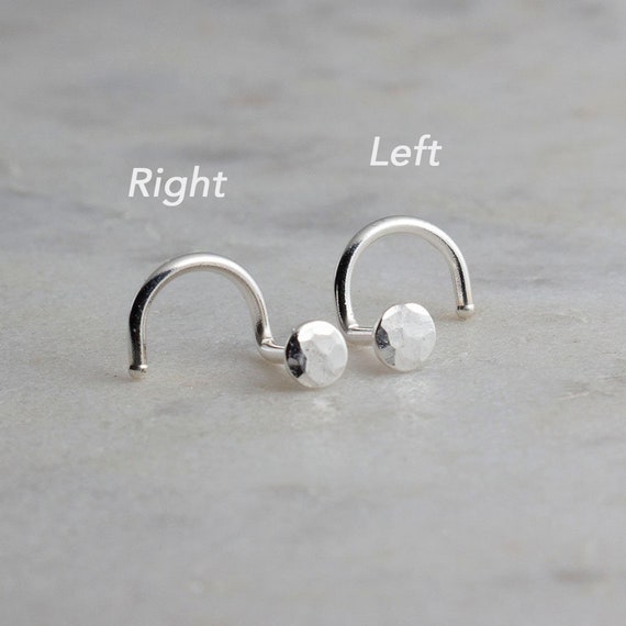 Twist Screw 20ga Silver Stud Ring Nose jewelry Shiny Silver Nose Piercing Nostril Hoop Piercing 20 gauge Nose Ring Shiny 3mm disc