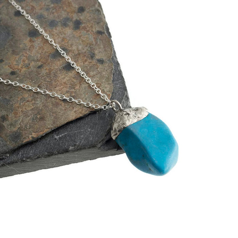 Turquoise Stone Jewelry Minimalist Jewelry Stone Pendant Jewelry Silver Gift Pendant Necklace Natural Jewelry Handmade Jewelry