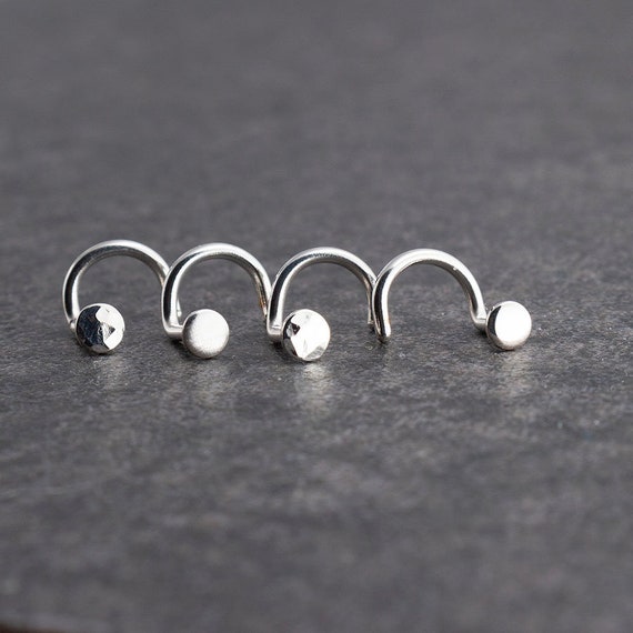 Twist Screw 20ga Silver Stud Ring Nose jewelry Shiny Silver Nose Piercing Nostril Hoop Piercing 20 gauge Nose Ring Shiny 3mm disc