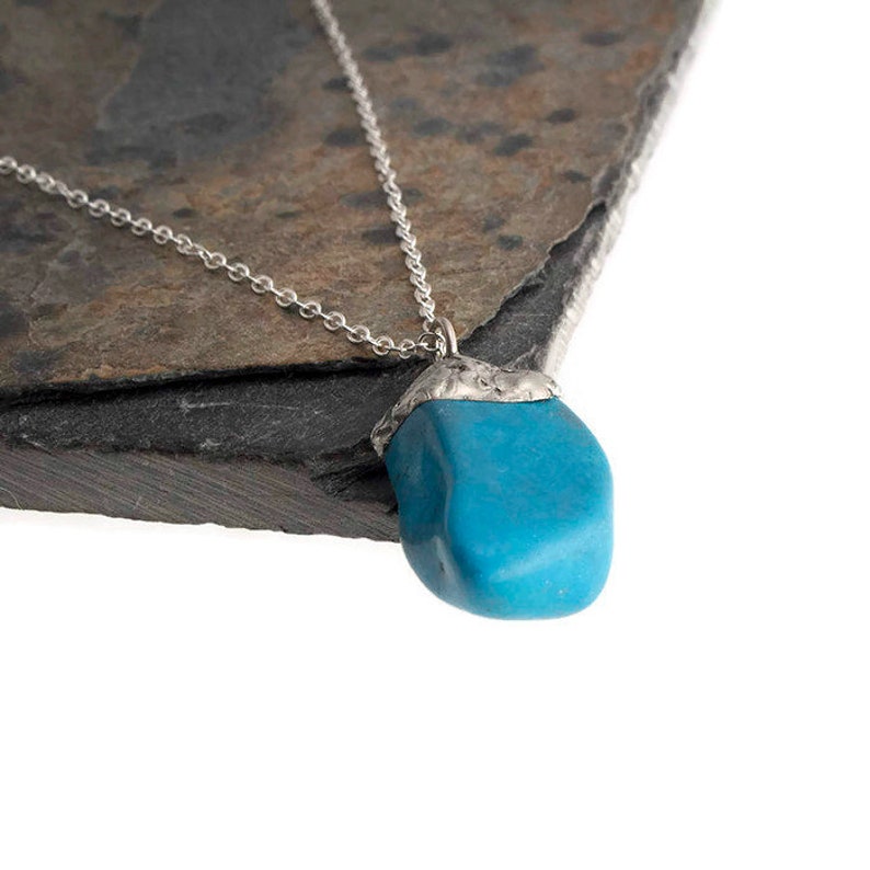 Turquoise Stone Jewelry Minimalist Jewelry Stone Pendant Jewelry Silver Gift Pendant Necklace Natural Jewelry Handmade Jewelry