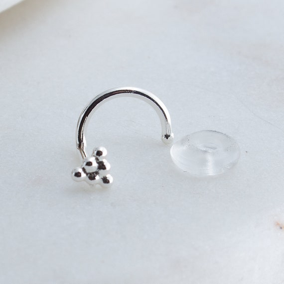 Twist Screw 20ga Silver Stud Ring Nose jewelry Shiny Silver Nose Piercing Nostril Hoop Piercing 20 gauge Nose Ring Shiny 3mm disc