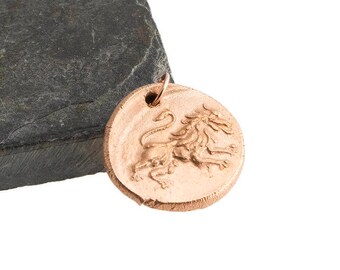 Rose Gold Dragon Charm, Rose Gold Plated Cahrm, Handmade Necklace, Wax Seal Charm Necklace, Minimalist Necklace, Stamped Charm