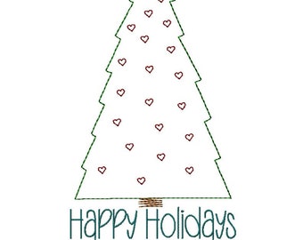Diseño de bordado de máquina Tree3 Felices Fiestas