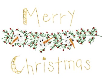 Merry Christmas Snowman Machine Embroidery Design