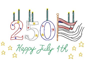 Feliz 4º aniversario (250 años) - Diseño de bordado a máquina
