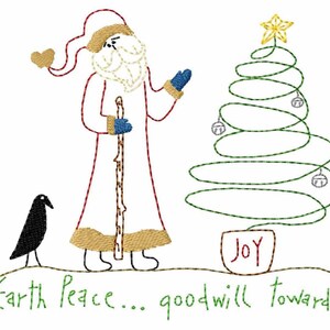 Santa w/Bell printemps arbre motif de broderie Machine