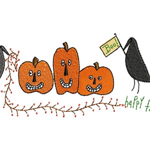 Pumpkins & Crows-fill  Machine Embroidery Design