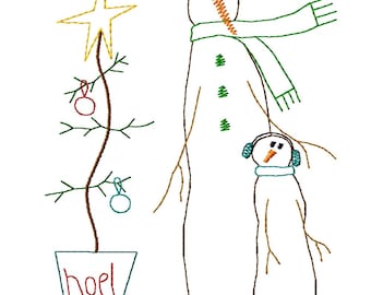 Muñecos de nieve amorosos - Diseño de bordado a máquina