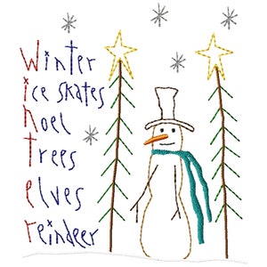 Winter Snowman - outline Machine Embroidery Design