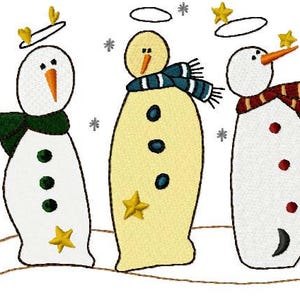 Snowman Trio-fill Machine Embroidery Design