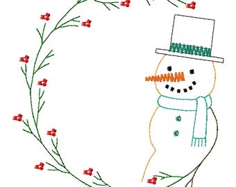 Diseño de bordado a máquina de corona de muñeco de nieve