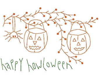Diseño de bordado a máquina Happy Howloween BW