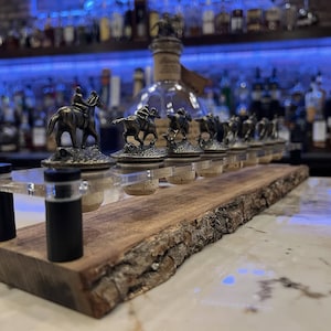 Custom Blanton&#39;s Bourbon Stopper Display Stand (Live Edge)