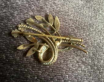 Broche Vintage Dorée Années 50/60 Signée Georges Legros - Bijou Rétro Français En Métal