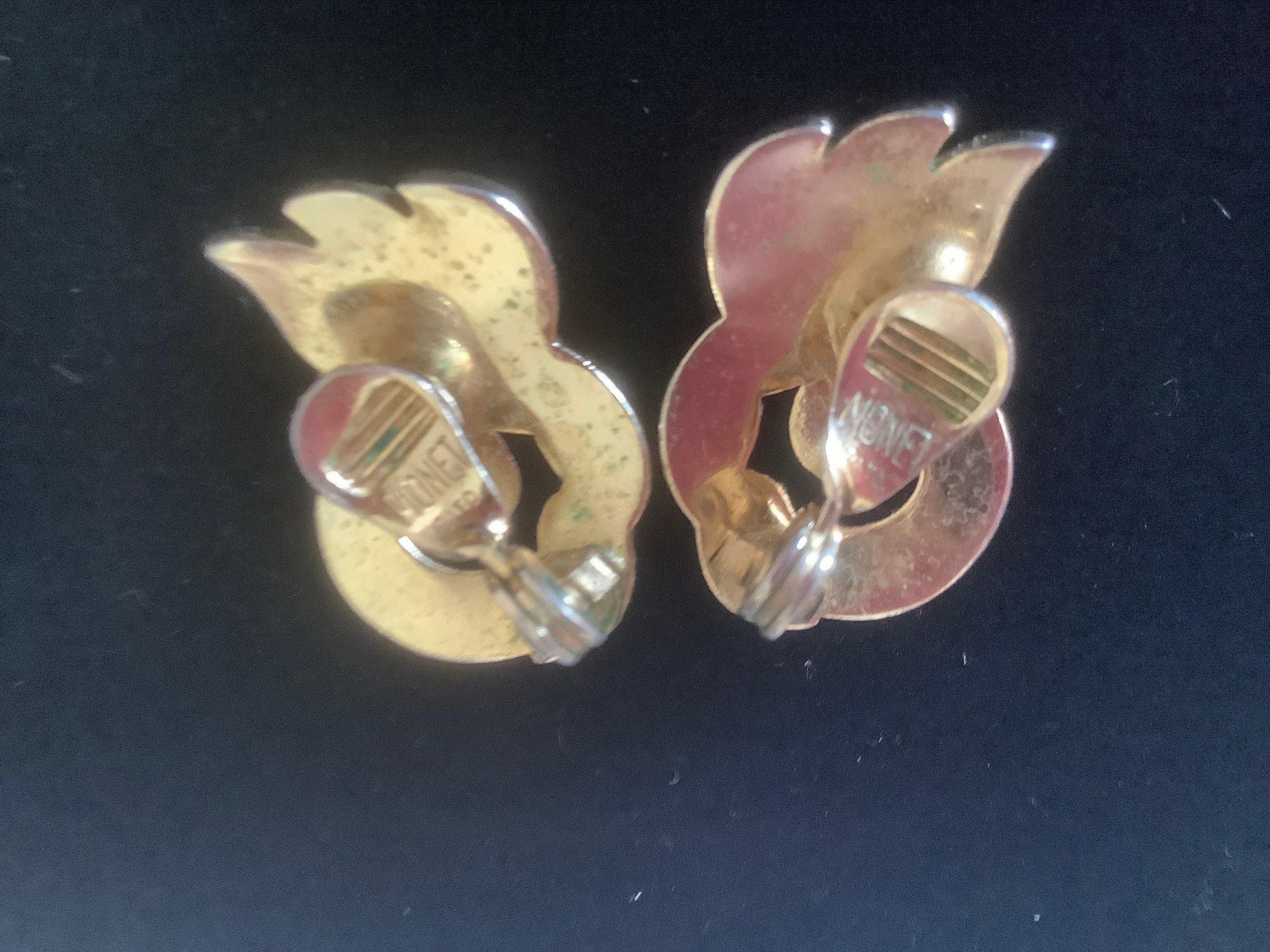 Boucle D'oreille Vintage Monet - Noeud Doré - Un Seul Côté - Bijou Collection