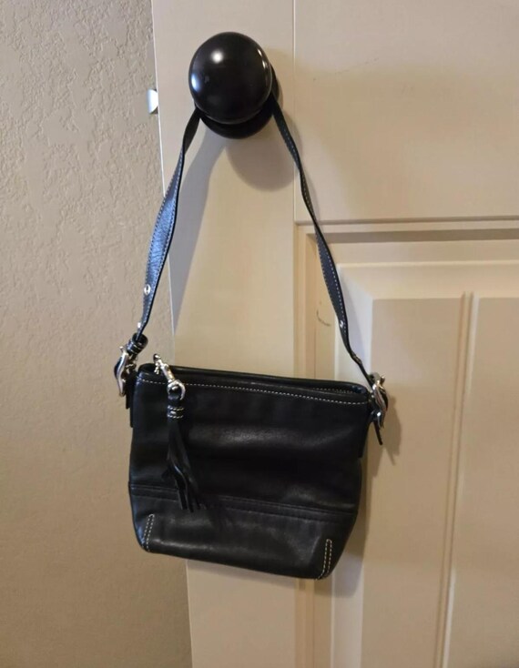 VTG COACH 7”leather Shoulder Purse Beautiful Cute SOHO Black Small