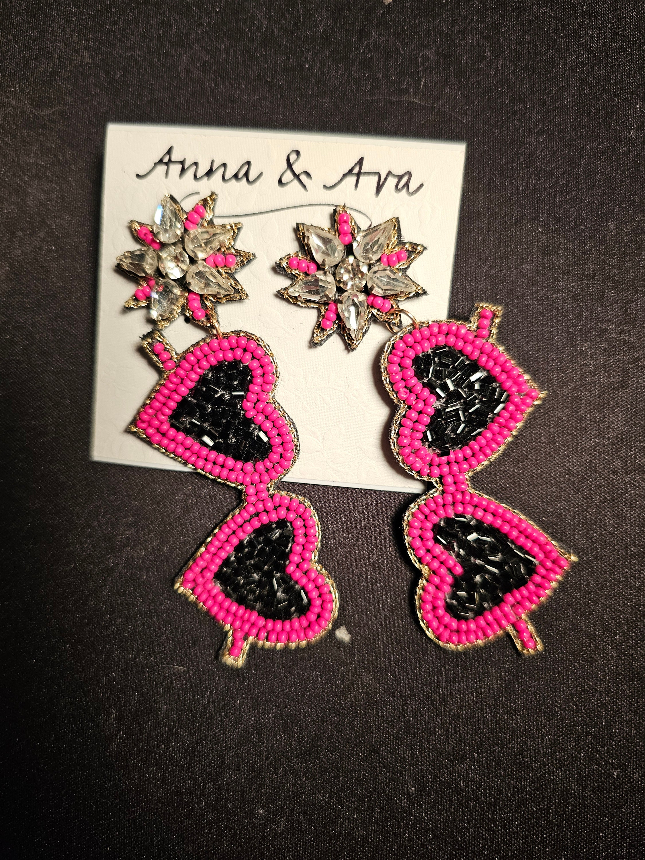 Anna & Ava Set of 2 Wavy Beaded Headbands - Black and Red Crystals & Beades NWT Anna & Ava Crystal & Pearl bridal headband main image 4